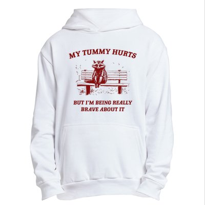 My Tummy Hurts But IM Being Really Brave About It Raccoon Urban Pullover Hoodie