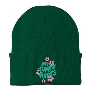 My Tummy Hurts Aesthetic Cute Flower Groovy Graphic Knit Cap Winter Beanie