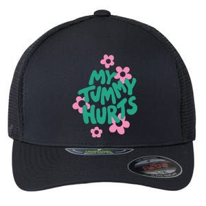 My Tummy Hurts Aesthetic Cute Flower Groovy Graphic Flexfit Unipanel Trucker Cap