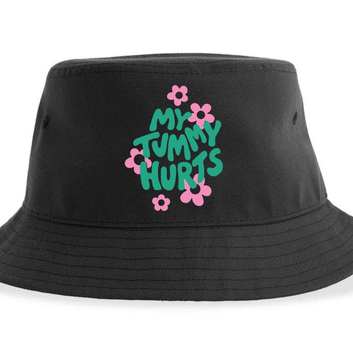 My Tummy Hurts Aesthetic Cute Flower Groovy Graphic Sustainable Bucket Hat