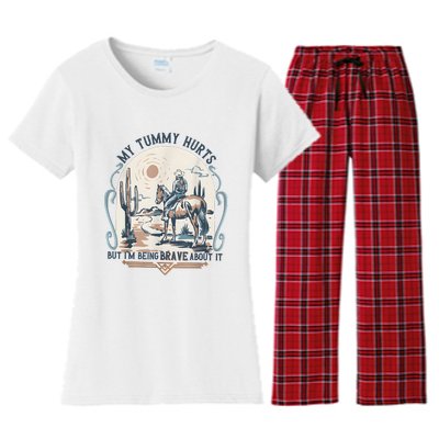 My Tummy Hurts But IM Being Brave About It Women's Flannel Pajama Set