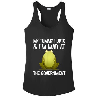 My Tummy Hurts And IM Mad At The Government Funny Frog Ladies PosiCharge Competitor Racerback Tank