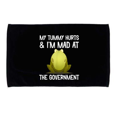 My Tummy Hurts And IM Mad At The Government Funny Frog Microfiber Hand Towel