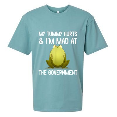 My Tummy Hurts And IM Mad At The Government Funny Frog Sueded Cloud Jersey T-Shirt