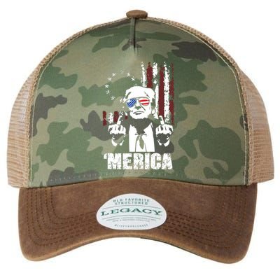 Merica Trump Happy 4th Of July Trump American Flag Legacy Tie Dye Trucker Hat