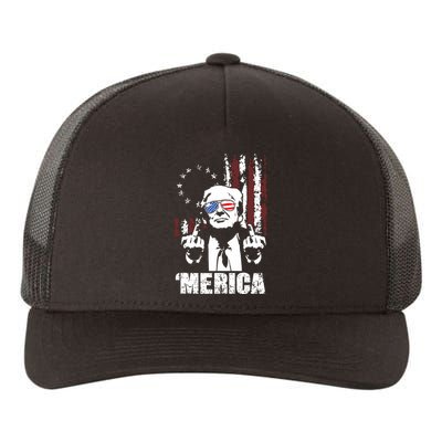 Merica Trump Happy 4th Of July Trump American Flag Yupoong Adult 5-Panel Trucker Hat