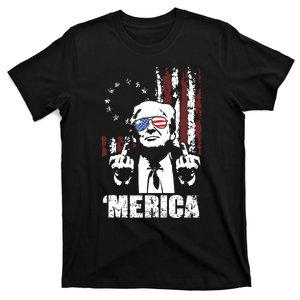 Merica Trump Happy 4th Of July Trump American Flag T-Shirt