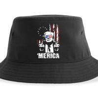 Merica Trump Happy 4th Of July Trump American Flag Sustainable Bucket Hat