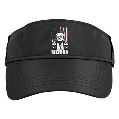 Merica Trump Happy 4th Of July Trump American Flag Adult Drive Performance Visor