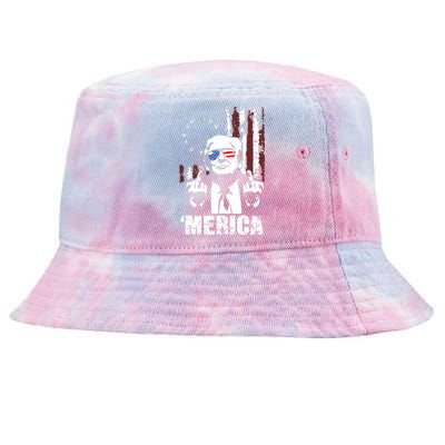 Merica Trump Happy 4th Of July Trump American Flag Tie-Dyed Bucket Hat