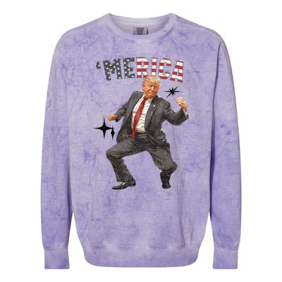 Merica Trump Happy 4th Of July Trump American Flag Gifts Colorblast Crewneck Sweatshirt