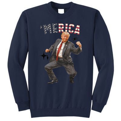 Merica Trump Happy 4th Of July Trump American Flag Gifts Tall Sweatshirt