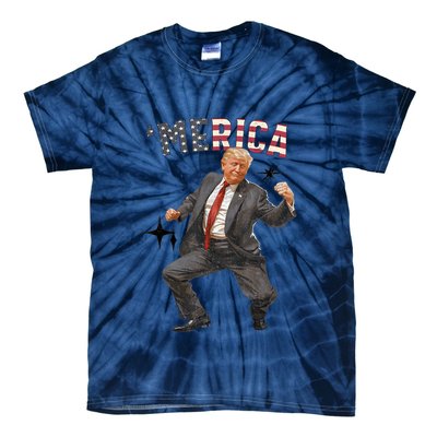 Merica Trump Happy 4th Of July Trump American Flag Gifts Tie-Dye T-Shirt