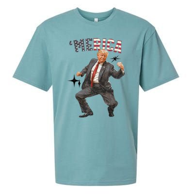 Merica Trump Happy 4th Of July Trump American Flag Gifts Sueded Cloud Jersey T-Shirt