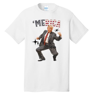 Merica Trump Happy 4th Of July Trump American Flag Gifts Tall T-Shirt