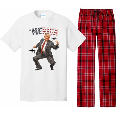 Merica Trump Happy 4th Of July Trump American Flag Gifts Pajama Set