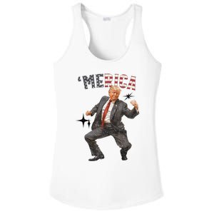 Merica Trump Happy 4th Of July Trump American Flag Gifts Ladies PosiCharge Competitor Racerback Tank