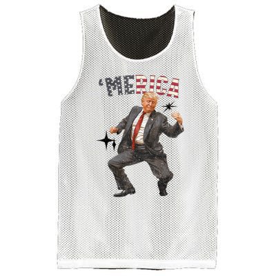 Merica Trump Happy 4th Of July Trump American Flag Gifts Mesh Reversible Basketball Jersey Tank