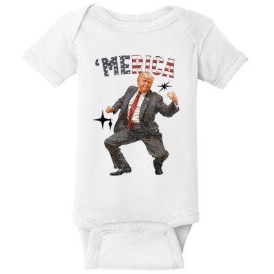 Merica Trump Happy 4th Of July Trump American Flag Gifts Baby Bodysuit