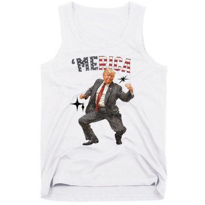 Merica Trump Happy 4th Of July Trump American Flag Gifts Tank Top