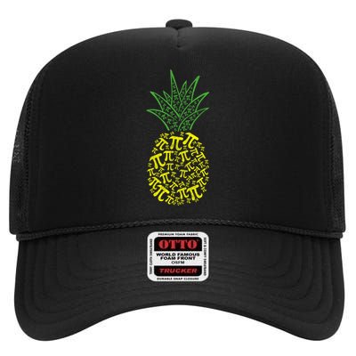 Math Teacher Hawaiian  Funny Pineapple Apparel Pi Day High Crown Mesh Back Trucker Hat