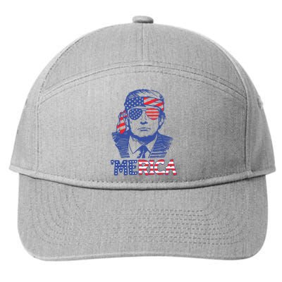 Merica Trump Happy 4th Of July Trump American Flag 7-Panel Snapback Hat