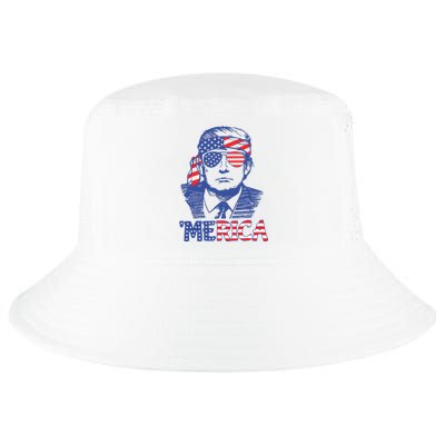 Merica Trump Happy 4th Of July Trump American Flag Cool Comfort Performance Bucket Hat