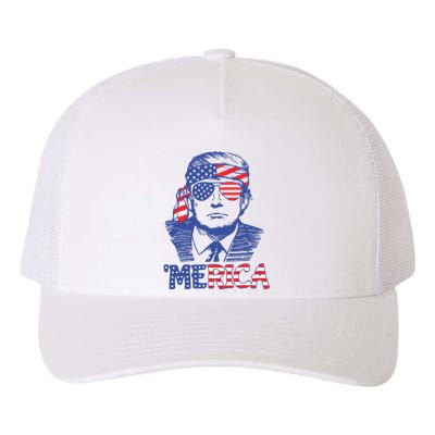 Merica Trump Happy 4th Of July Trump American Flag Yupoong Adult 5-Panel Trucker Hat