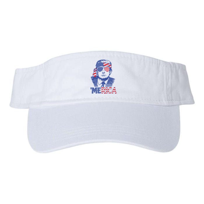 Merica Trump Happy 4th Of July Trump American Flag Valucap Bio-Washed Visor