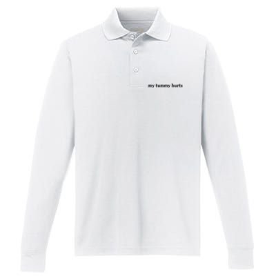 My Tummy Hurts Funny Performance Long Sleeve Polo