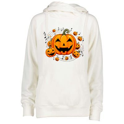 Music Teacher Halloween Fall Pumpkin Womens Funnel Neck Pullover Hood