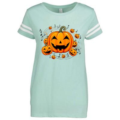 Music Teacher Halloween Fall Pumpkin Enza Ladies Jersey Football T-Shirt