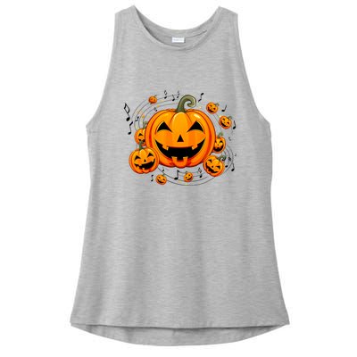 Music Teacher Halloween Fall Pumpkin Ladies PosiCharge Tri-Blend Wicking Tank