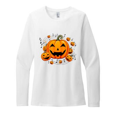 Music Teacher Halloween Fall Pumpkin Womens CVC Long Sleeve Shirt