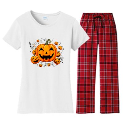 Music Teacher Halloween Fall Pumpkin Women's Flannel Pajama Set