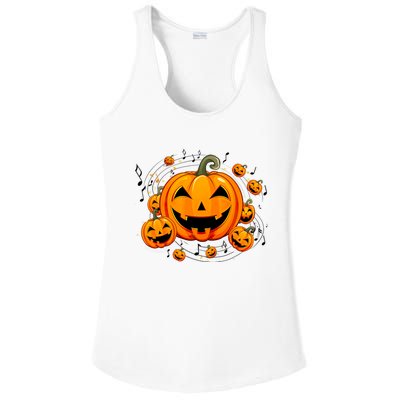 Music Teacher Halloween Fall Pumpkin Ladies PosiCharge Competitor Racerback Tank