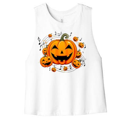 Music Teacher Halloween Fall Pumpkin Women's Racerback Cropped Tank