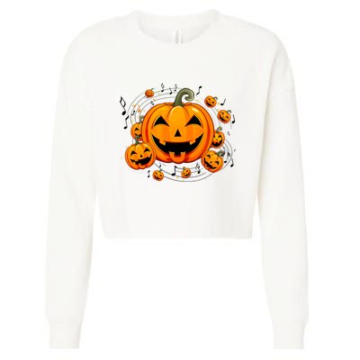 Music Teacher Halloween Fall Pumpkin Cropped Pullover Crew