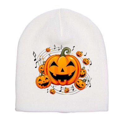 Music Teacher Halloween Fall Pumpkin Short Acrylic Beanie