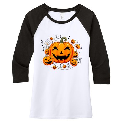 Music Teacher Halloween Fall Pumpkin Women's Tri-Blend 3/4-Sleeve Raglan Shirt