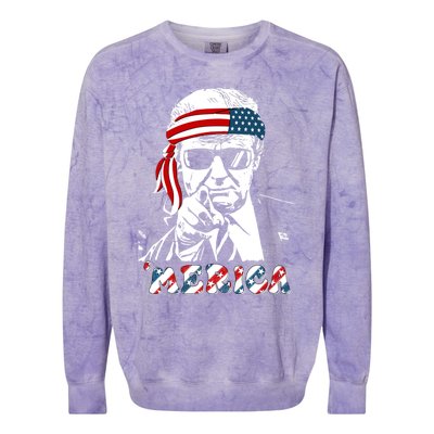 Merica Trump Happy 4th Of July Trump American Flag Colorblast Crewneck Sweatshirt