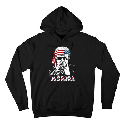 Merica Trump Happy 4th Of July Trump American Flag Hoodie