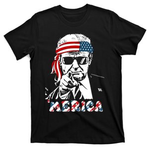 Merica Trump Happy 4th Of July Trump American Flag T-Shirt