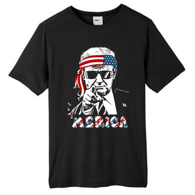 Merica Trump Happy 4th Of July Trump American Flag Tall Fusion ChromaSoft Performance T-Shirt