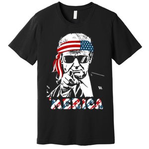 Merica Trump Happy 4th Of July Trump American Flag Premium T-Shirt