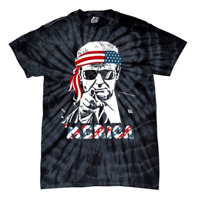 Merica Trump Happy 4th Of July Trump American Flag Tie-Dye T-Shirt