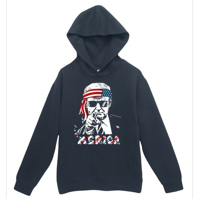 Merica Trump Happy 4th Of July Trump American Flag Urban Pullover Hoodie