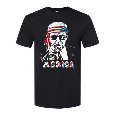 Merica Trump Happy 4th Of July Trump American Flag Softstyle CVC T-Shirt