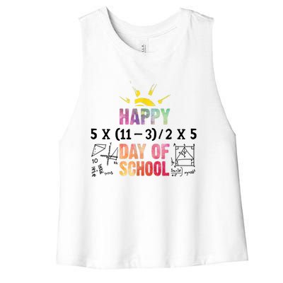 Math Teacher Happy 100th Day Of School Equations Gift Women's Racerback Cropped Tank