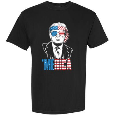 Merica Trump Happy 4th Of July Trump American Flag Garment-Dyed Heavyweight T-Shirt